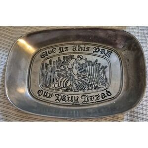 Wilton Armetale Pewter "Bless This House" Bread Candy Tray Serving Plate Dish
